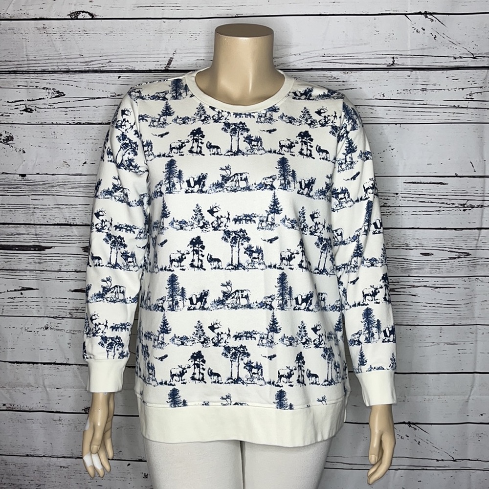 Lands’ End Serious Sweats XL/P 18 Outdoor Wildlife Animal Graphic Sweatshirt Top